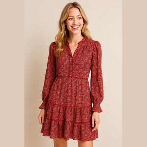 Max Studio Red mini dress MEDIUM ruched long Sleeves